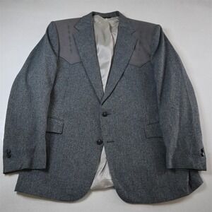 Pagano West 46L Blue Tweed USA Western Yoke Blazer Suit Jacket Sport‎ Coat